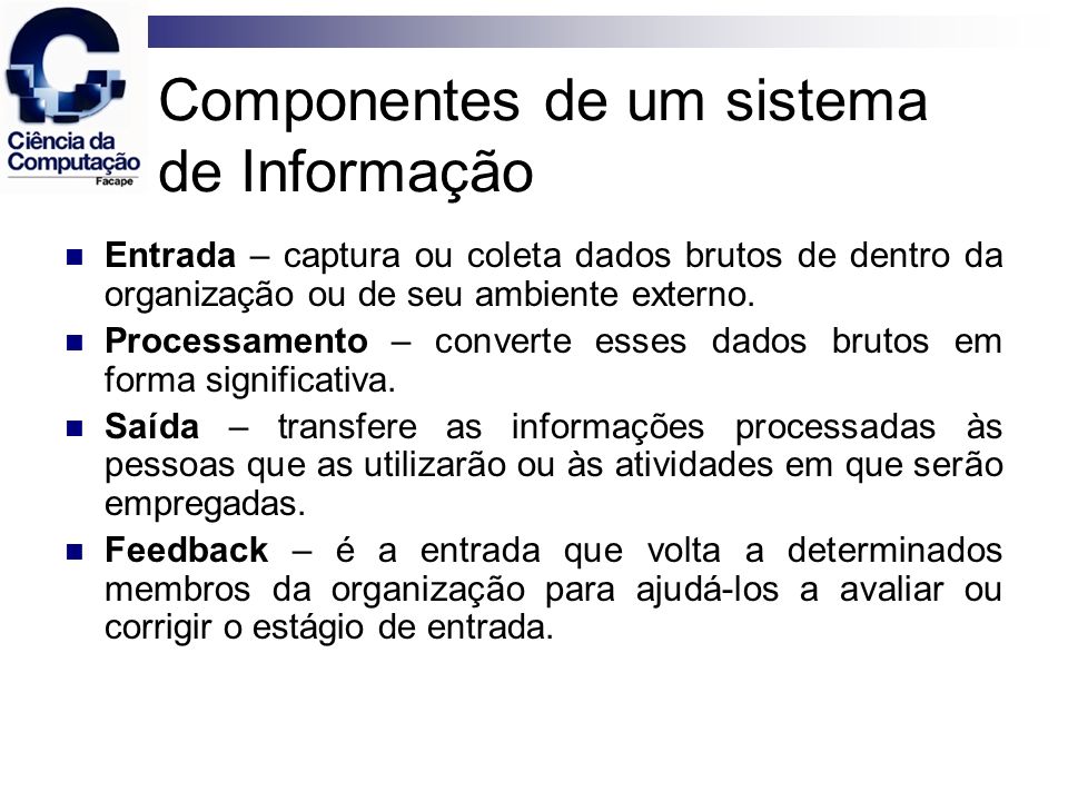 Componentes de um sistema de Informação