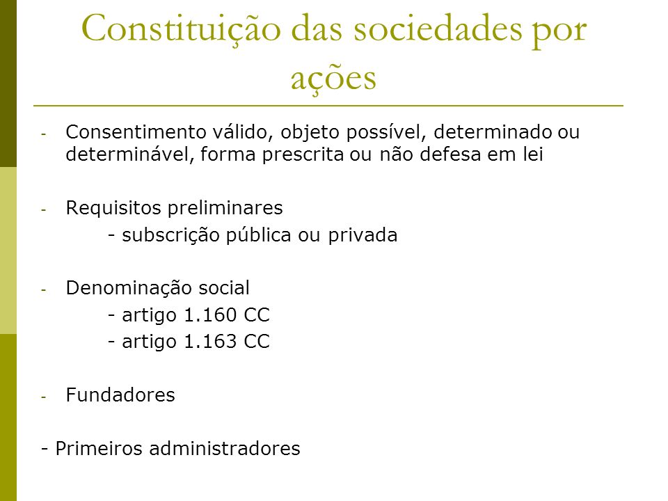Constituição das sociedades por ações