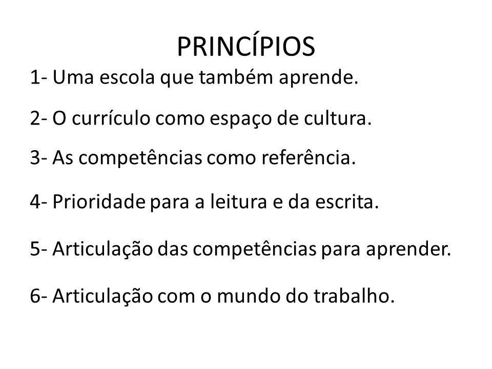 PRINCÍPIOS 1- Uma escola que também aprende.