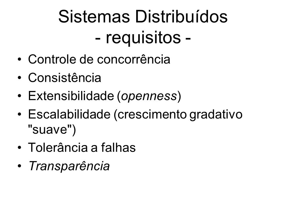 Sistemas Distribuídos - requisitos -