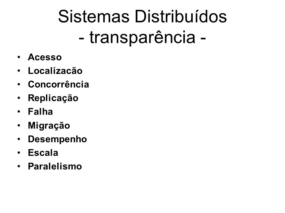 Sistemas Distribuídos - transparência -