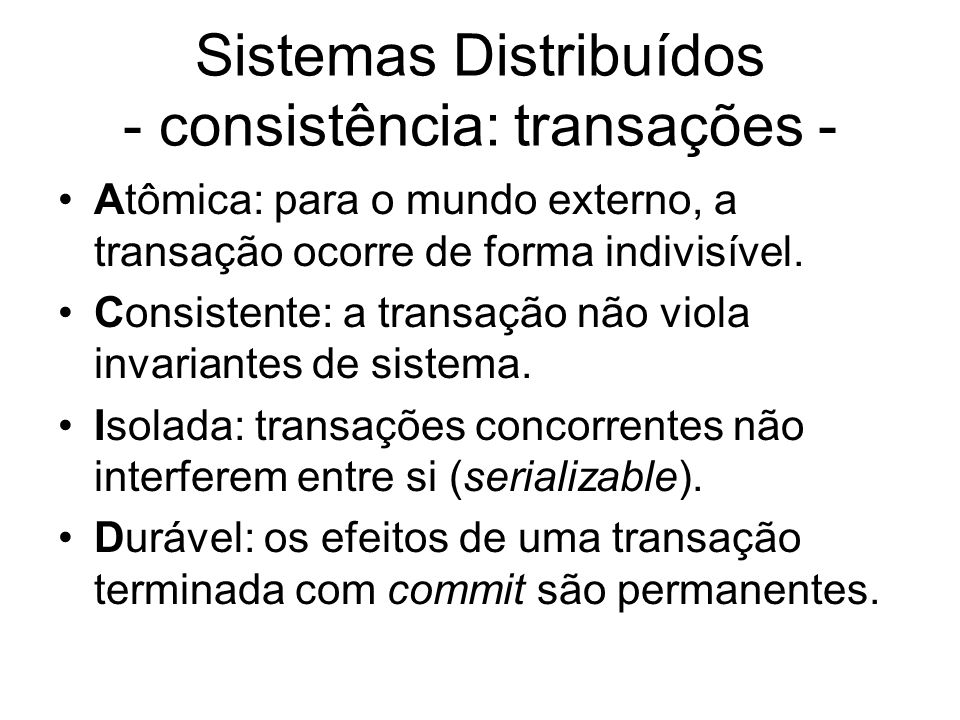 Sistemas Distribuídos - consistência: transações -