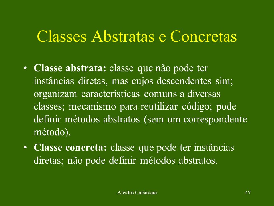 Classes Abstratas e Concretas