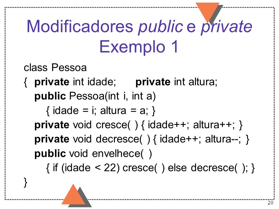 Modificadores public e private Exemplo 1
