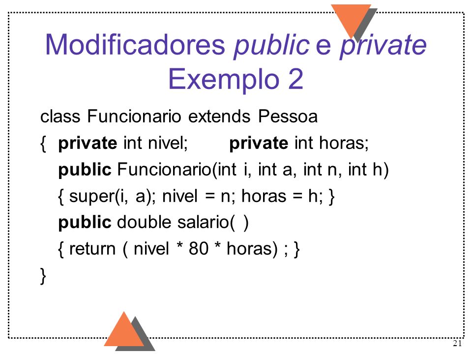 Modificadores public e private Exemplo 2