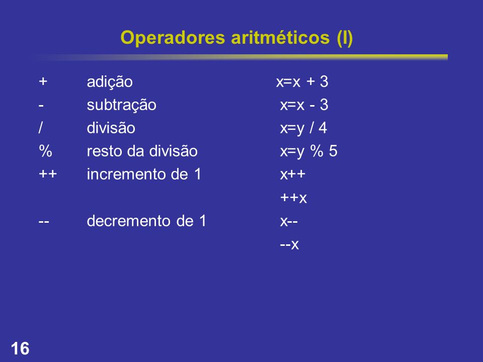Operadores aritméticos (I)