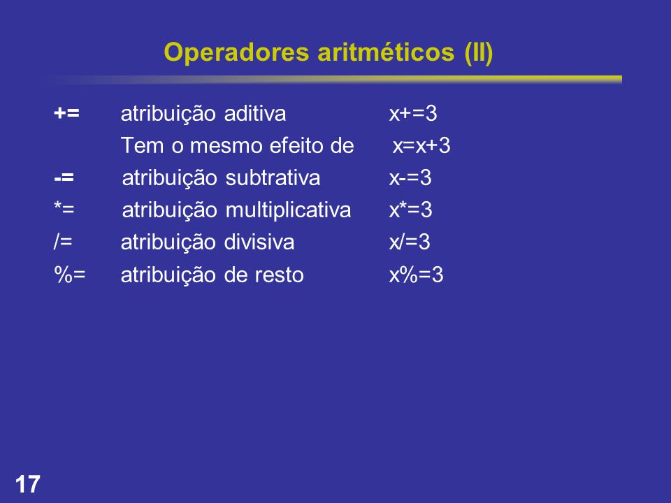 Operadores aritméticos (II)