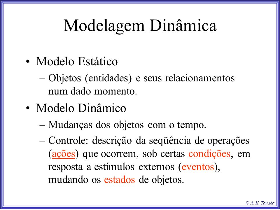Modelagem Dinâmica Modelo Estático Modelo Dinâmico