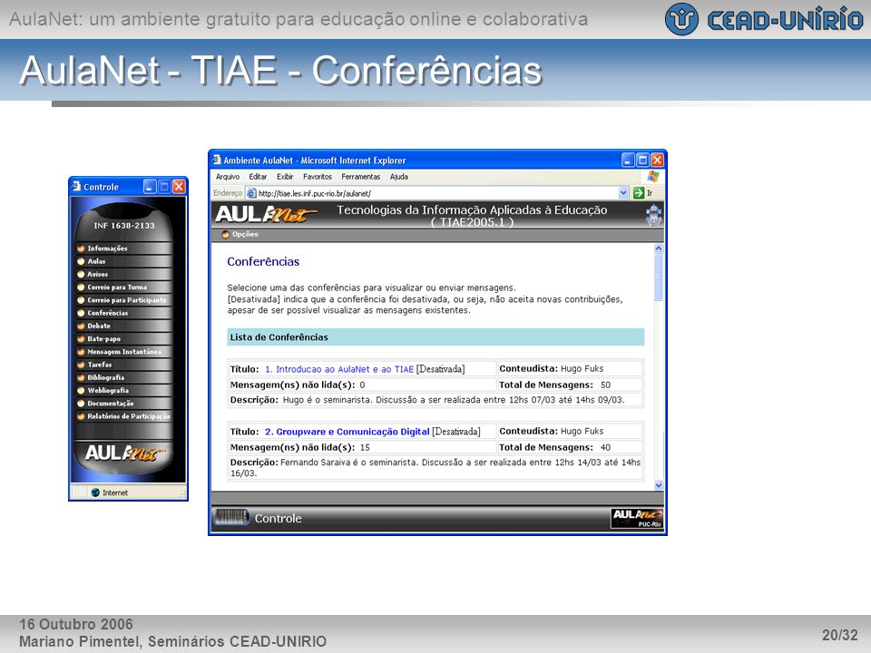 AulaNet - TIAE - Conferências