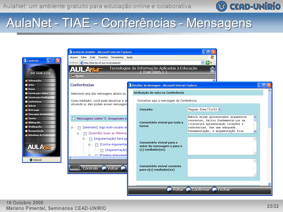 AulaNet - TIAE - Conferências - Mensagens