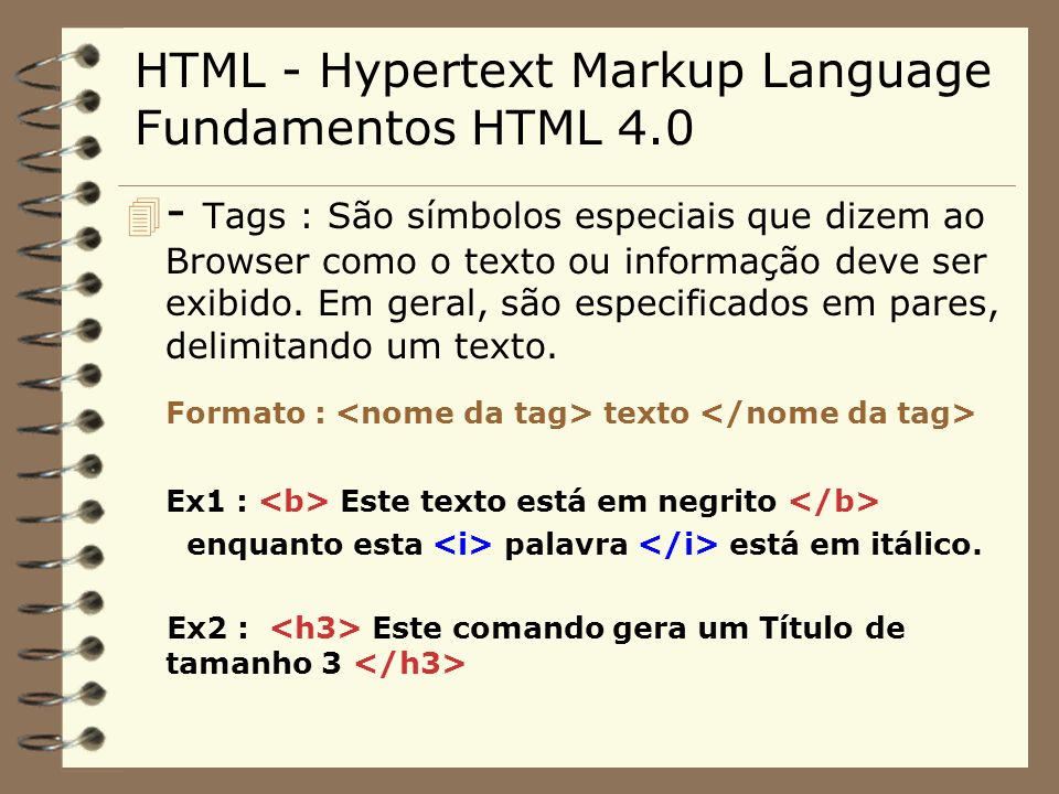 HTML - Hypertext Markup Language Fundamentos HTML 4.0