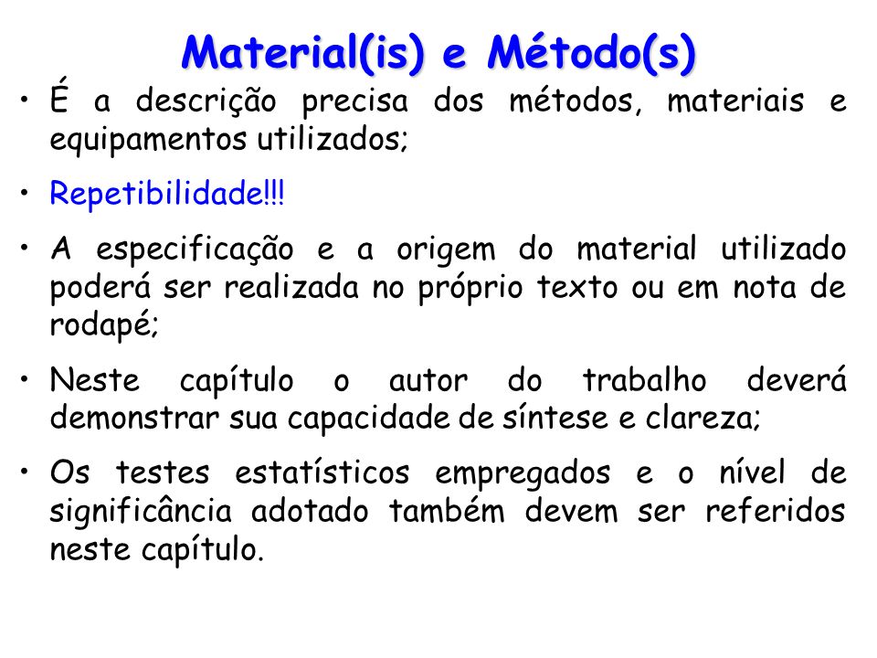 Material(is) e Método(s)