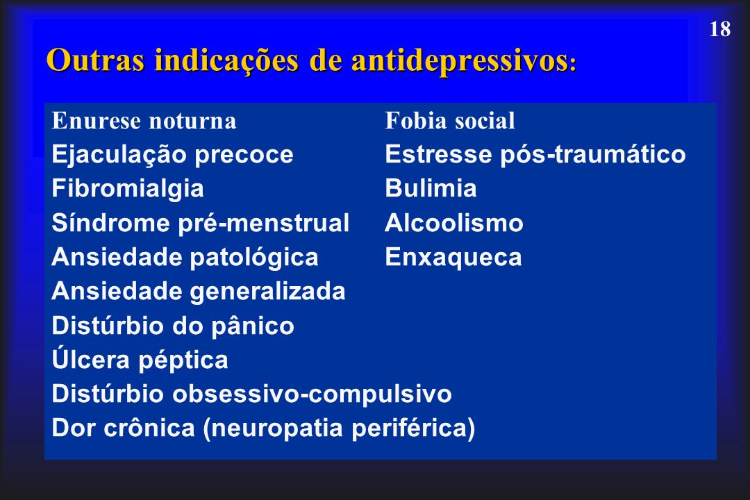 Outras indicações de antidepressivos:
