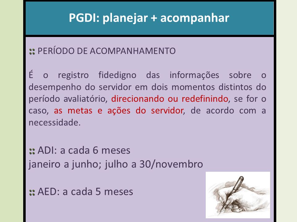 PGDI: planejar + acompanhar