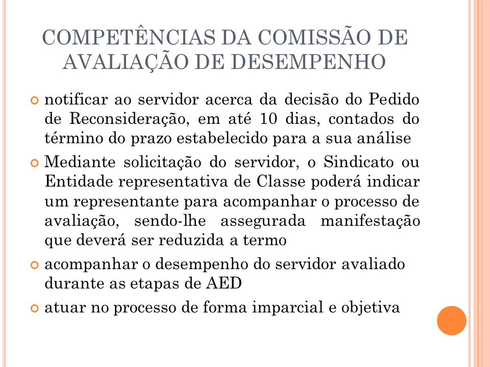 COMPETÊNCIAS DA COMISSÃO DE AVALIAÇÃO DE DESEMPENHO