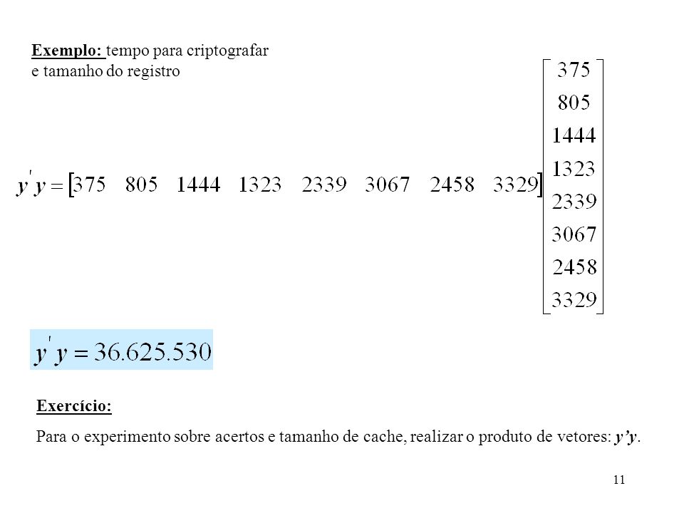 Exemplo: tempo para criptografar e tamanho do registro