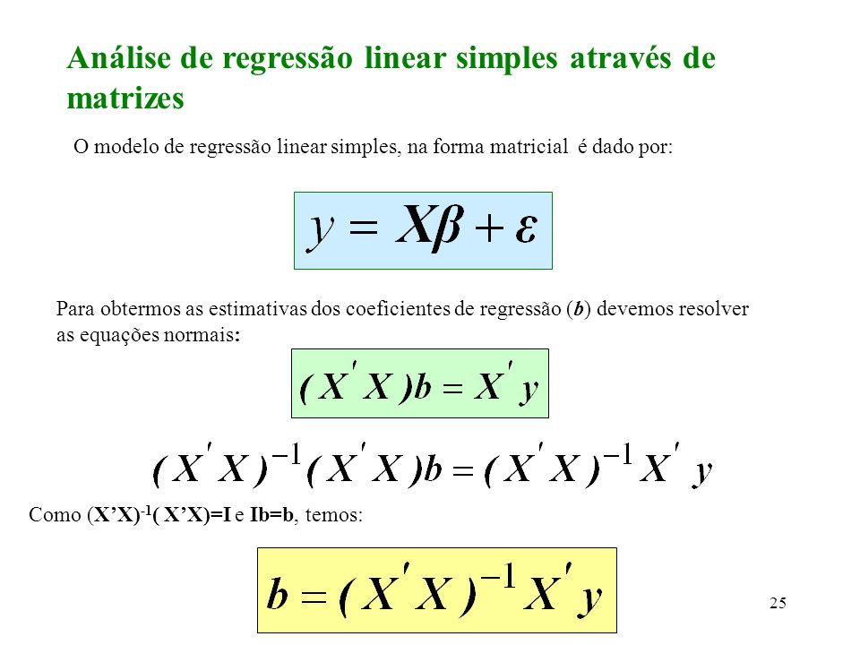 Análise de regressão linear simples através de matrizes