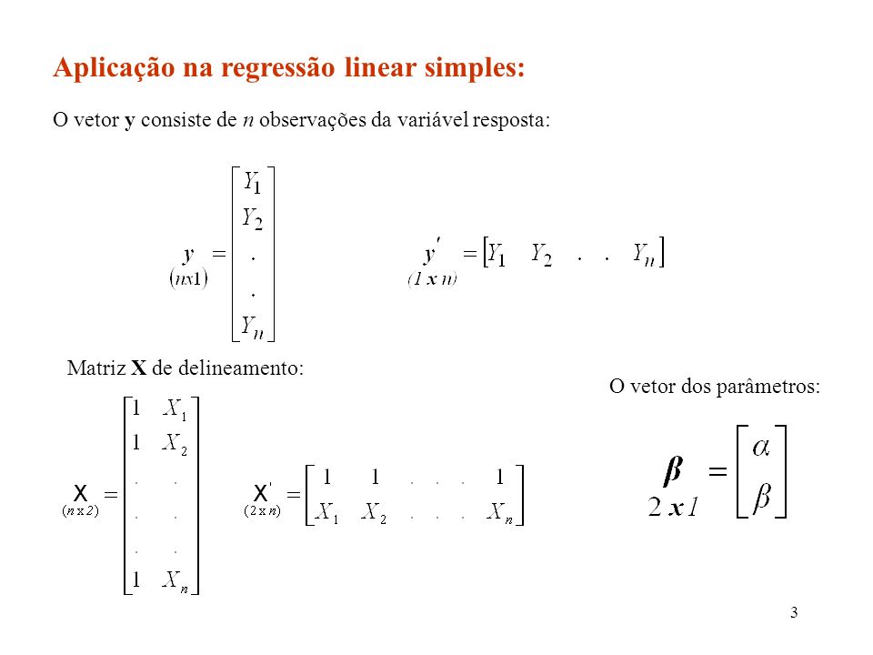 Aplicação na regressão linear simples: