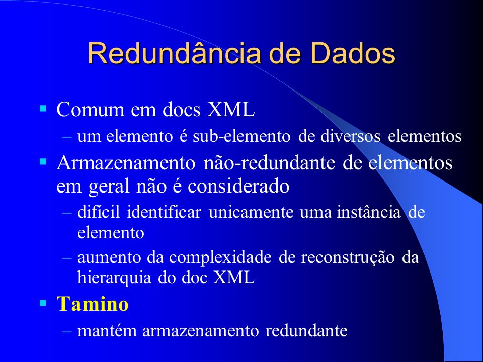 Redundância de Dados Comum em docs XML