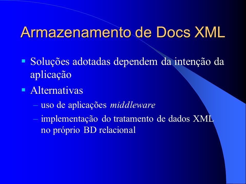 Armazenamento de Docs XML
