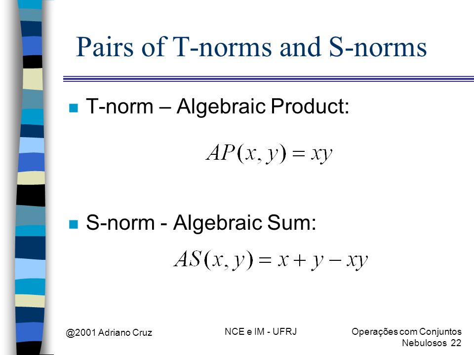 Pairs of T-norms and S-norms
