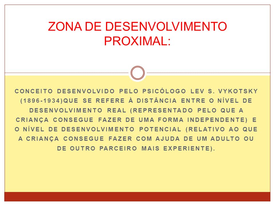 ZONA DE DESENVOLVIMENTO PROXIMAL: