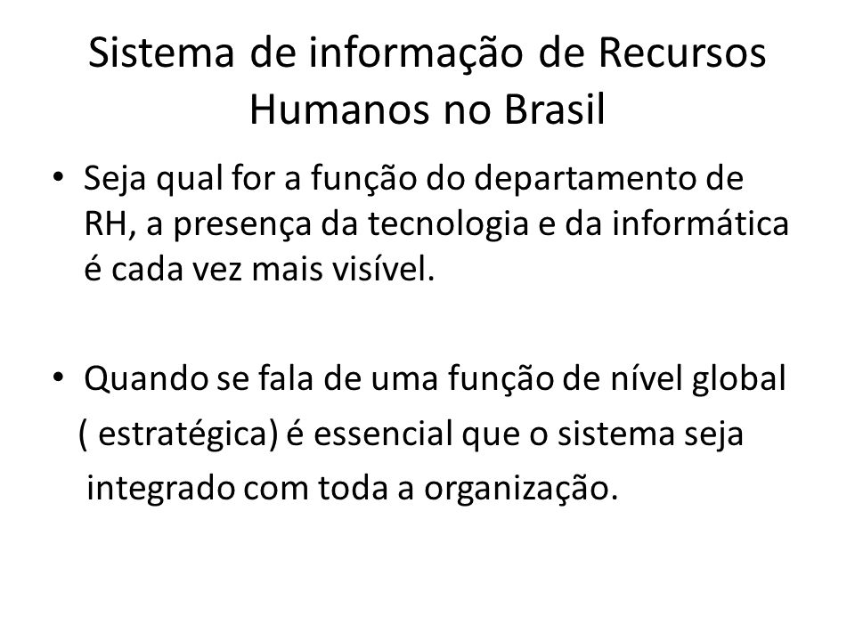 Sistema de informação de Recursos Humanos no Brasil