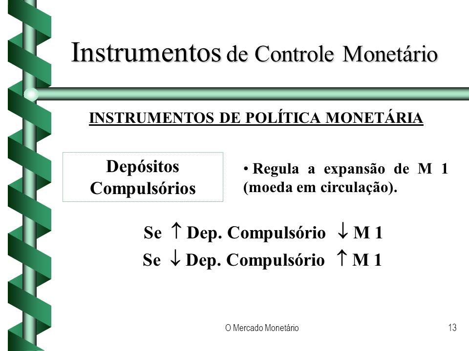 INSTRUMENTOS DE POLÍTICA MONETÁRIA Depósitos Compulsórios