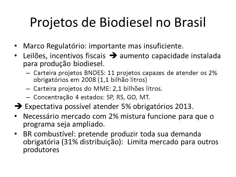 Projetos de Biodiesel no Brasil
