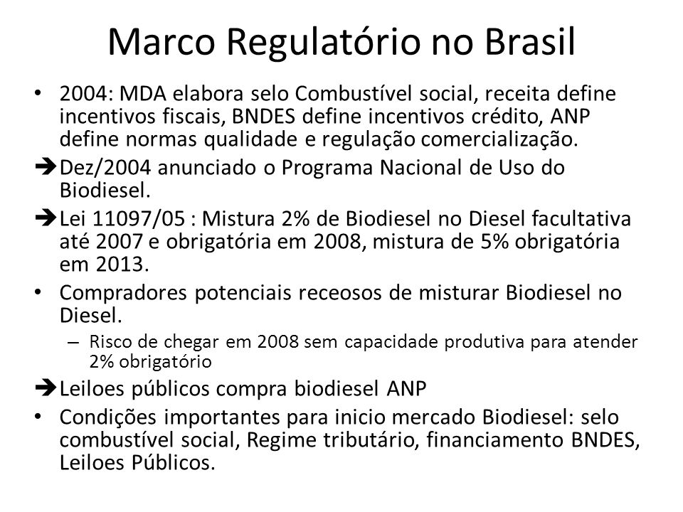Marco Regulatório no Brasil