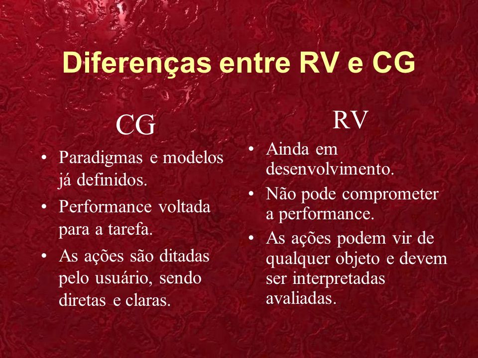 Diferenças entre RV e CG