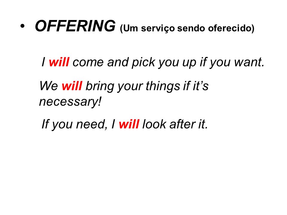 OFFERING (Um serviço sendo oferecido)