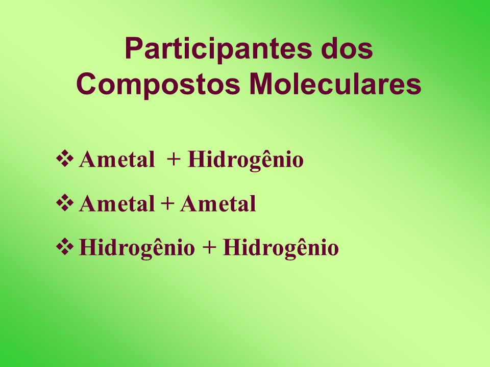 Participantes dos Compostos Moleculares