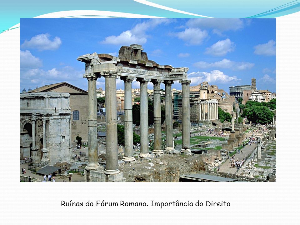 Ruínas do Fórum Romano. Importância do Direito