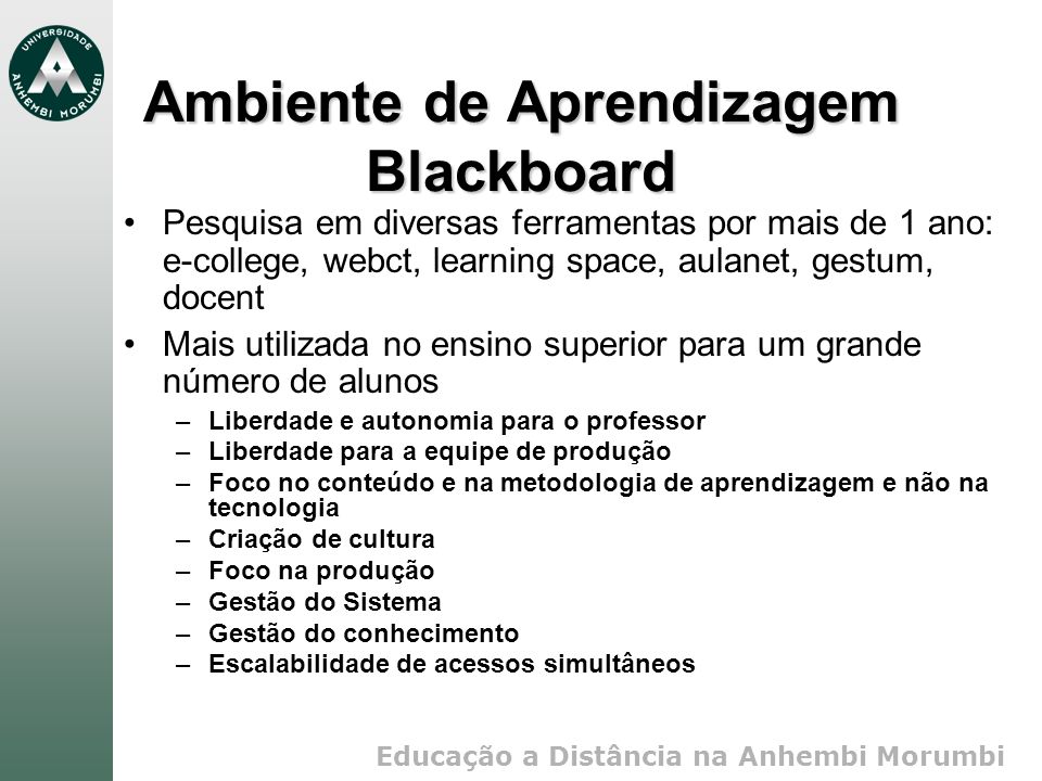 Ambiente de Aprendizagem Blackboard