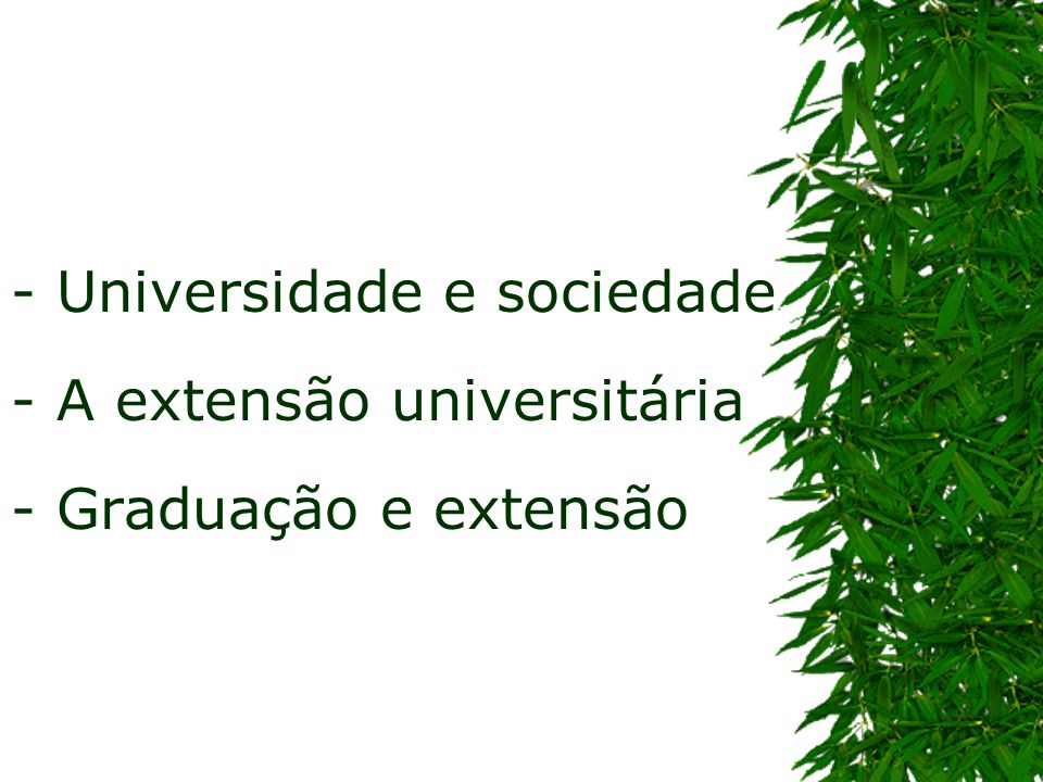 - Universidade e sociedade - A extensão universitária - Graduação e extensão