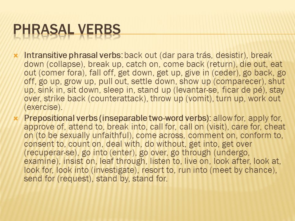 Phrasal Verbs I - Vanoli - Mentoria, Idiomas e Tradução