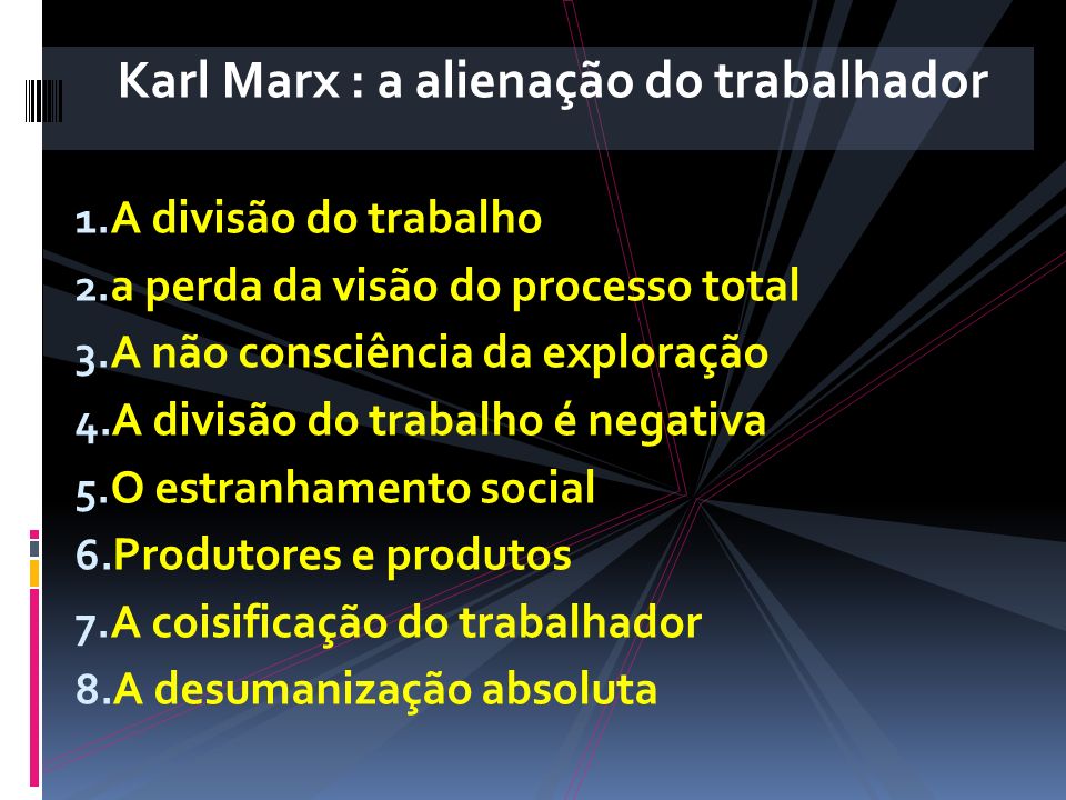 Karl Marx : a alienação do trabalhador