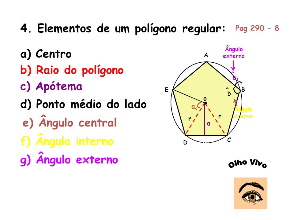 4. Elementos de um polígono regular:
