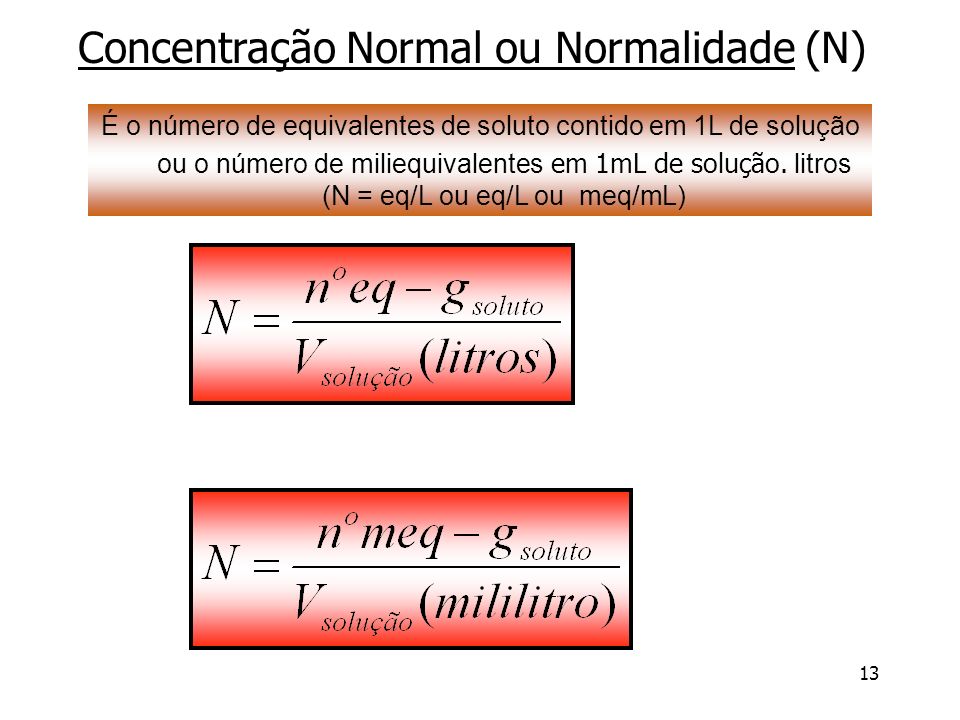 Concentração Normal ou Normalidade (N)