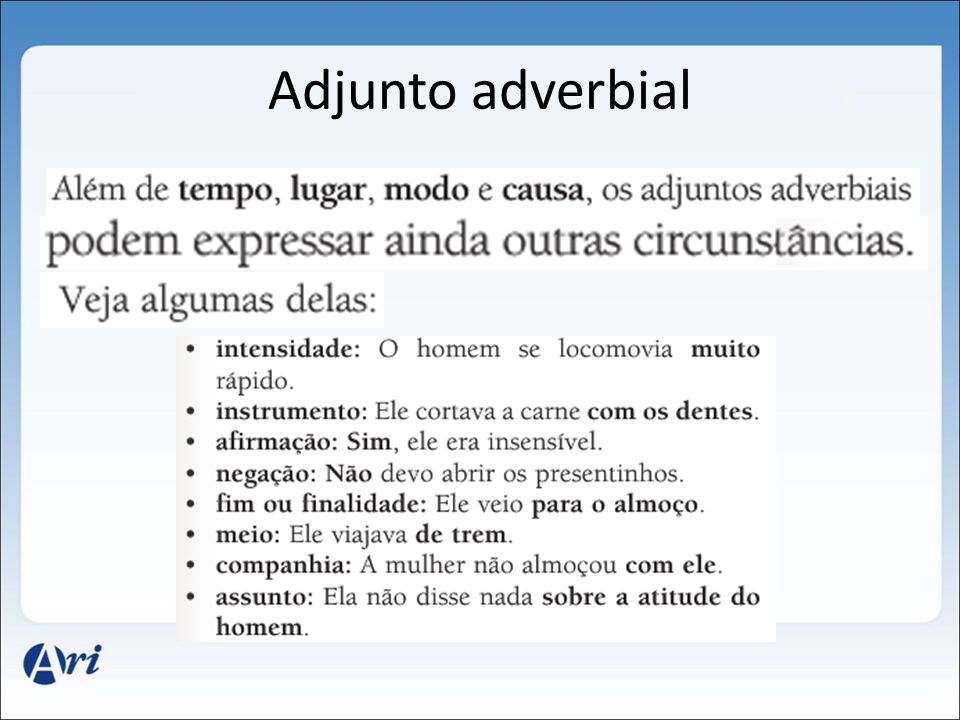 recomendar Sociología jurar Adjunto adnominal Adjunto adverbial - ppt video online carregar