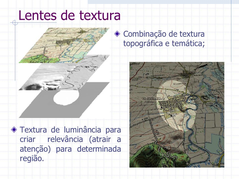 Lentes de textura Combinação de textura topográfica e temática;