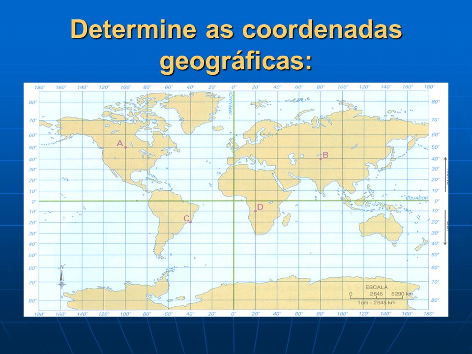 Determine as coordenadas geográficas: