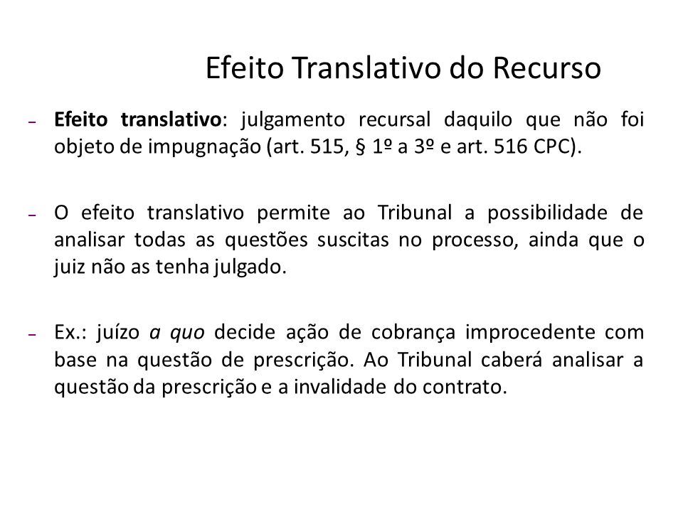 Efeito Translativo Do Recurso, Jurisprudência Selecionada