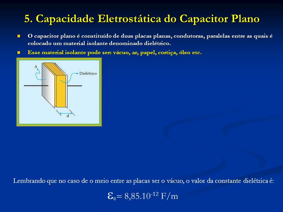 5. Capacidade Eletrostática do Capacitor Plano