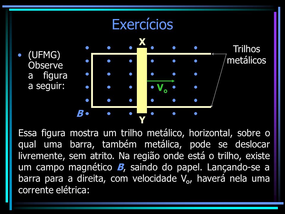 Exercícios X Trilhos metálicos (UFMG) Observe a figura a seguir: Vo B