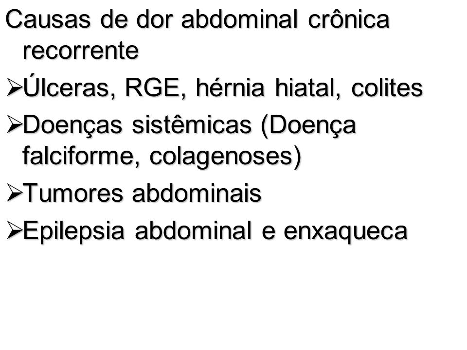 Causas de dor abdominal crônica recorrente
