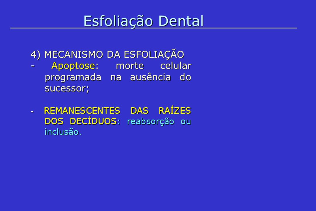 Esfoliação Dental 4) MECANISMO DA ESFOLIAÇÃO