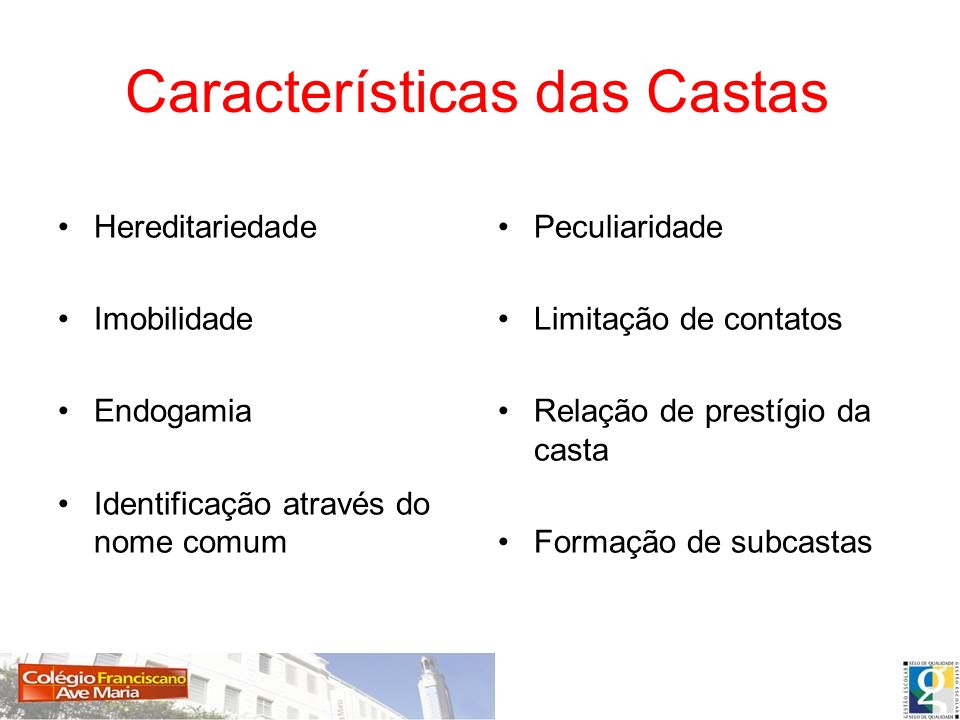 Características das Castas