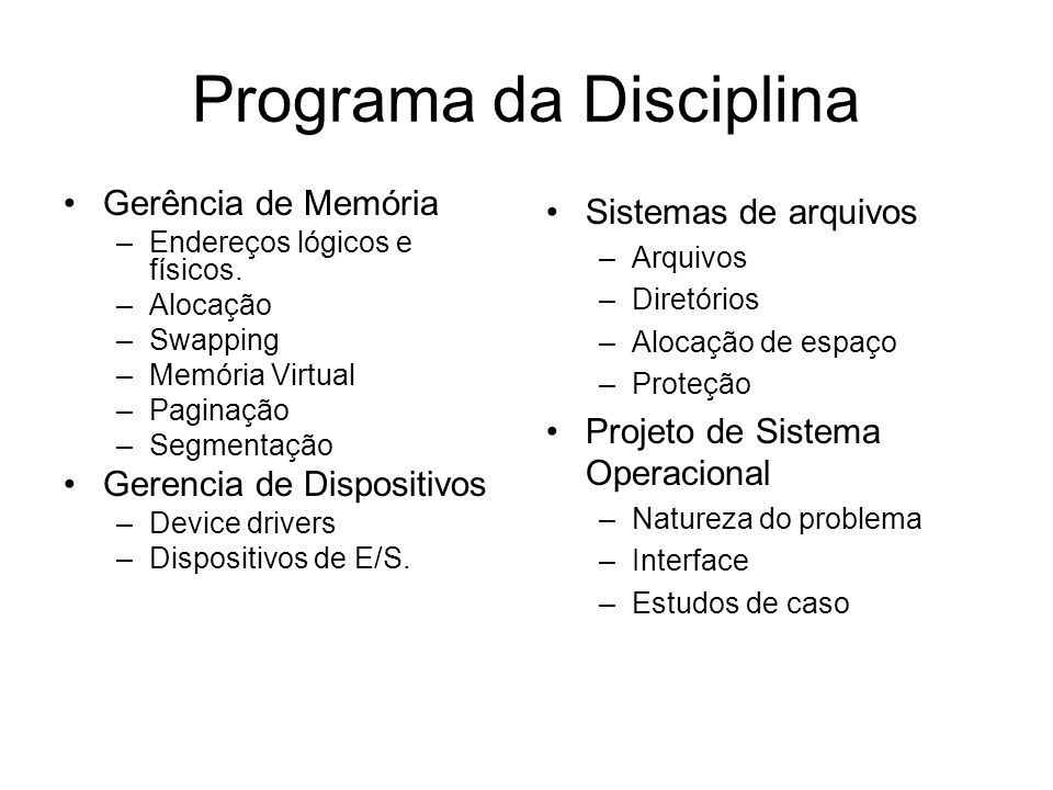 Programa da Disciplina
